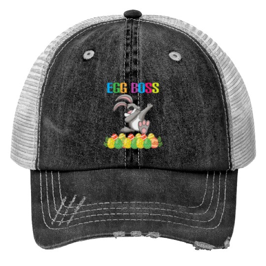 Dabbing Egg Boss Easter Bunny Print Trucker Hats