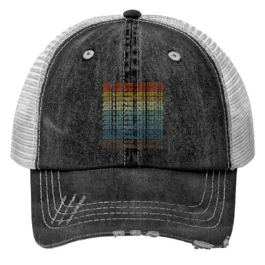 Just A Boy Who Loves Turtles Sea Turtle Lover Print Trucker Hats