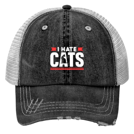 I Hate Cats Sayings Puppy Lover Animal Dog Print Trucker Hats