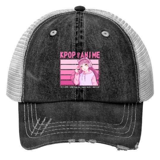 It's A Kpop And Anime Thing Cute Manga Girl Print Trucker Hats