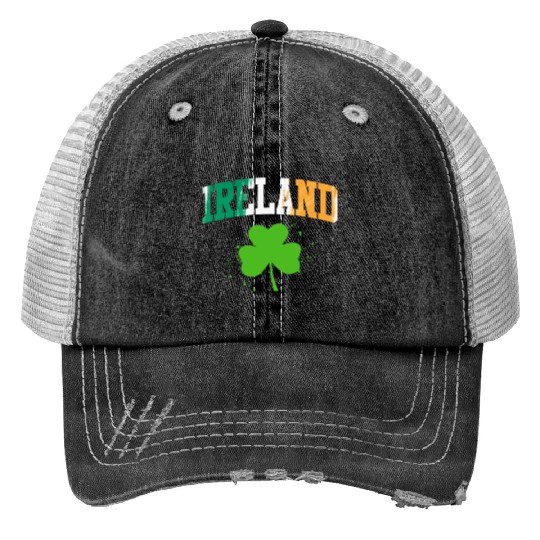 Ireland shamrock Irish St. Patrick's Day Print Trucker Hats