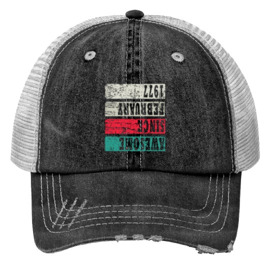 Awesome Since 1977 Birthday Print Trucker Hats