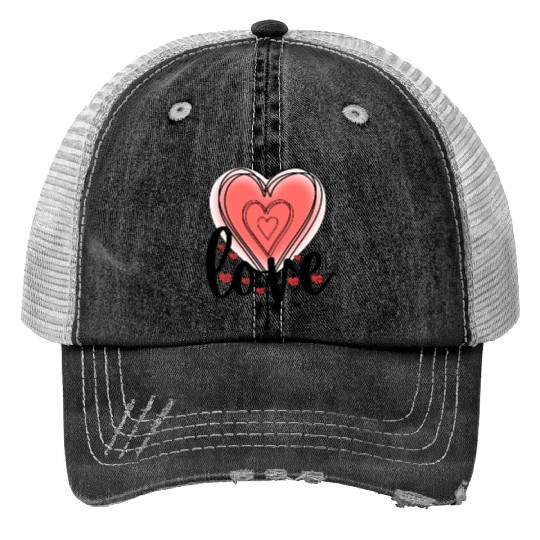 Love Hearts Valentine's Day Print Trucker Hats