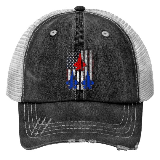 American Independence Fourth of July US Air Force Print Trucker Hats