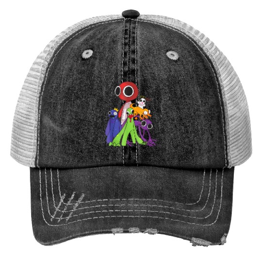 Rainbow Friends blue red orange green Print Trucker Hats