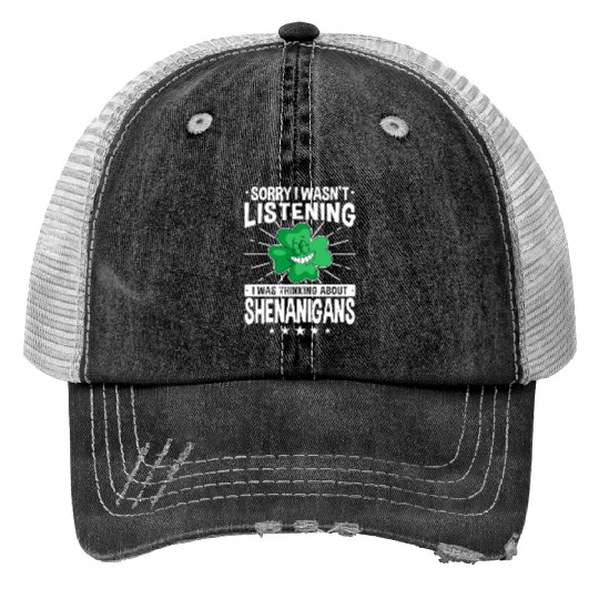 Funny Shenanigans Shamrock St Patrick's Day Print Trucker Hats