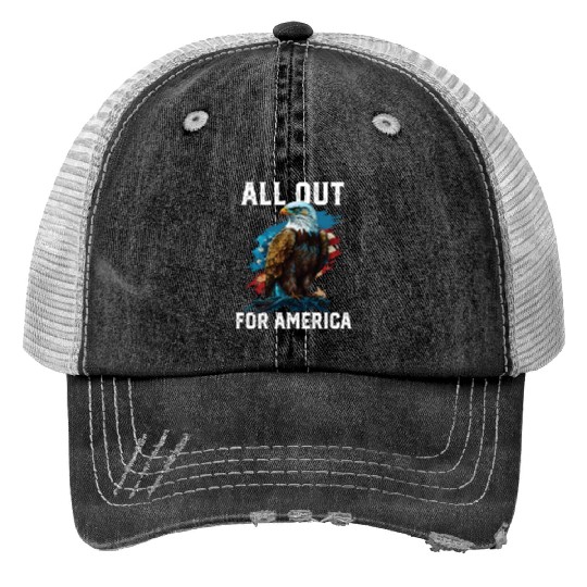 All Out for America American Bald Eagle America Print Trucker Hats
