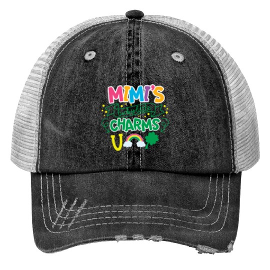 Mimi's Lucky Little Charms Clover Shamrock Print Trucker Hats