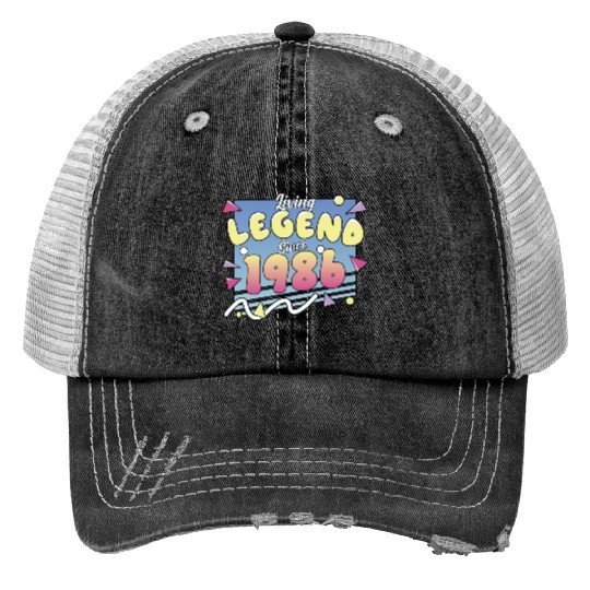 Living Legend Since 1986, 80s Themed Birthday Print Trucker Hats