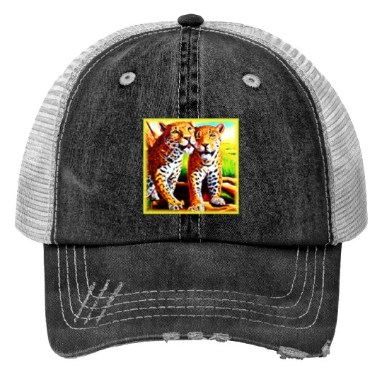 Jaguars Animals Nature oil Painting. Buy Now Print Trucker Hats