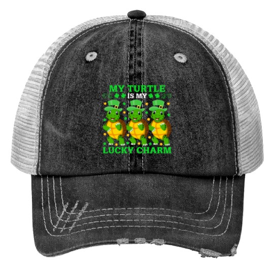 My Turtle Is My Lucky Charm Print Trucker Hats