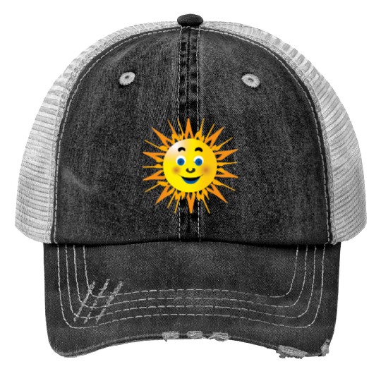 the smiling sun Print Trucker Hats