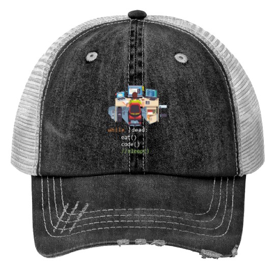 Computer Science Python Programmer Eat Code Sleep Print Trucker Hats