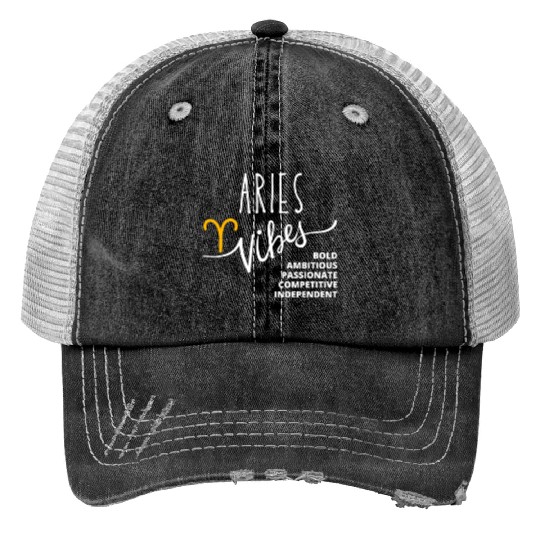 Aries: Embrace Your Fearless and Bold Nature Print Trucker Hats
