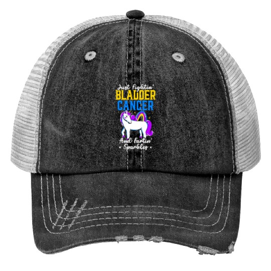 Bladder Cancer Warrior Bladder Cancer Awareness Print Trucker Hats