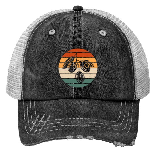 Retro Green Olive Design Print Trucker Hats