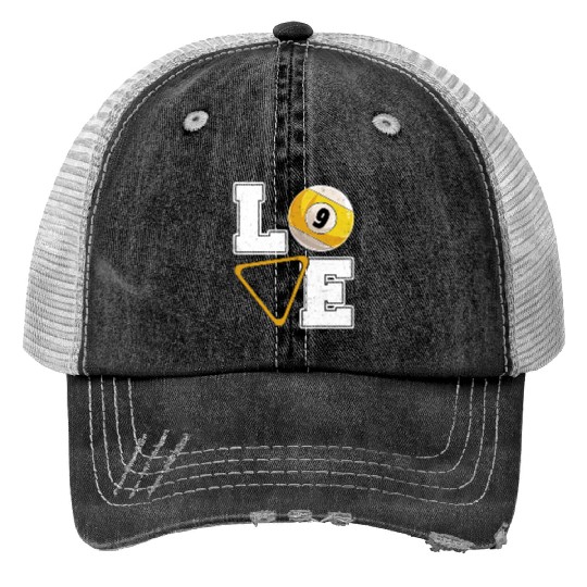 Billiards Love Pool Player Billiards Lover Print Trucker Hats