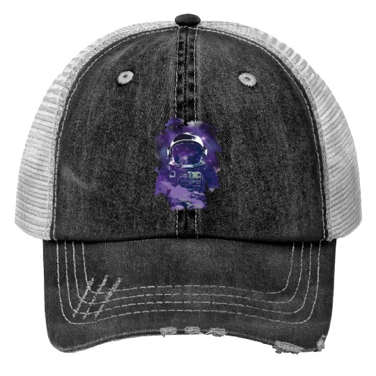 Milky Way Astronaut Astronomy Galaxy Stars Print Trucker Hats