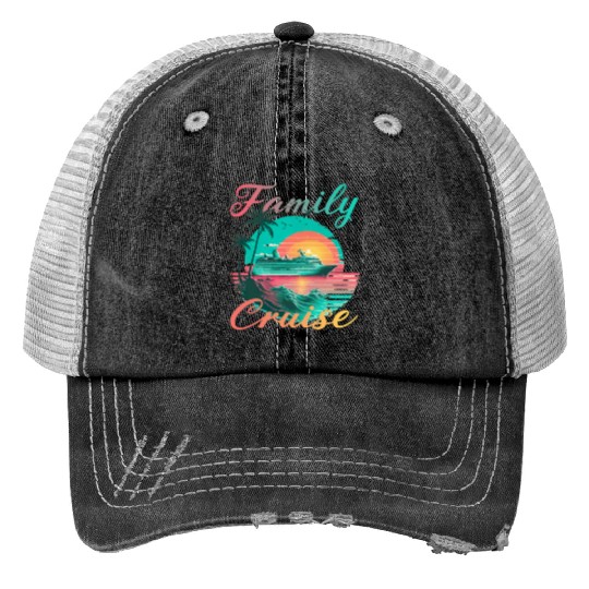 Family Cruise for a Cruising Fans Print Trucker Hats
