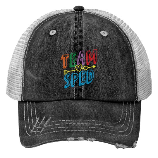 Team Sped Awareness Special Education Teacher Print Trucker Hats