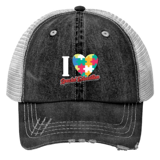 I Love Special Education Sped Teacher Awareness Print Trucker Hats