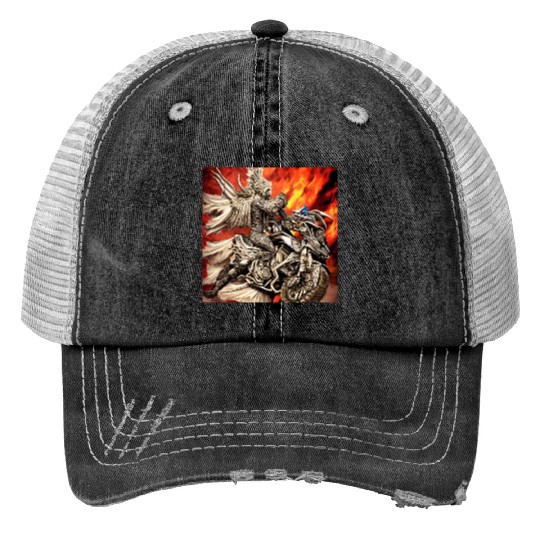 Devil Hellfire Riding Motorcycle Print Trucker Hats