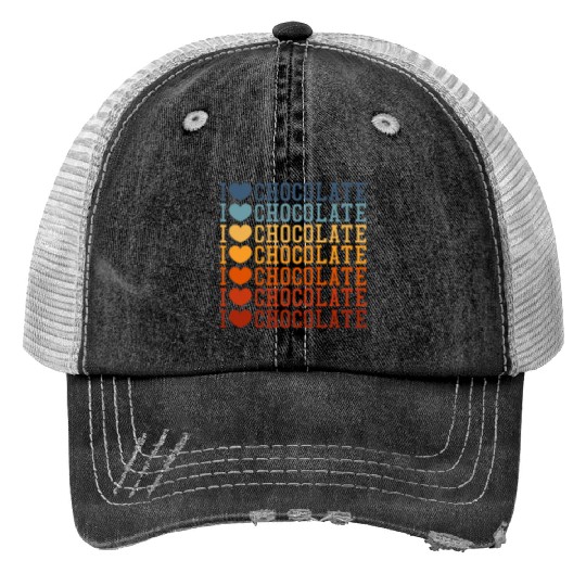 I Love Chocolate Retro Vintage Print Trucker Hats