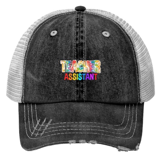 Teacher Assistant Tie Dye Back To School Print Trucker Hats