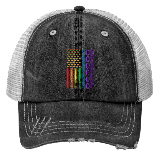 American Sports Rainbow Flag LGBT Pride Month Print Trucker Hats