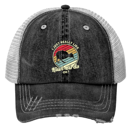 Bird Lover Endangered Species Kiwi Bird Print Trucker Hats