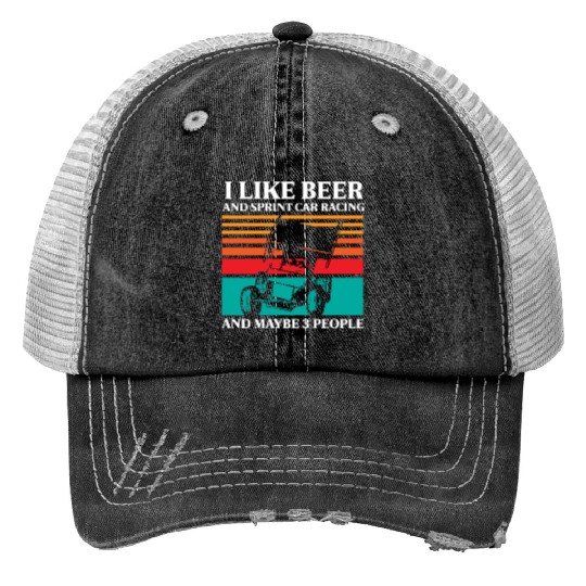 Sprint Car Racing, sprint car, dirt track racers Print Trucker Hats