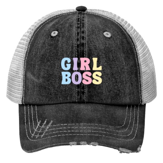 Girl Boss Print Trucker Hats