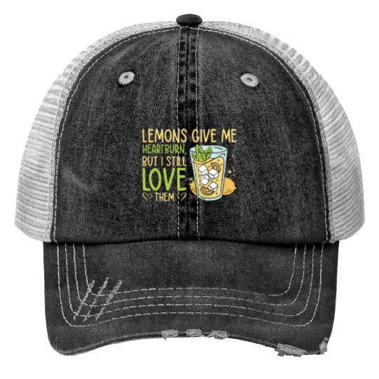 Lemon Fruit Lemonade Citrus Print Trucker Hats