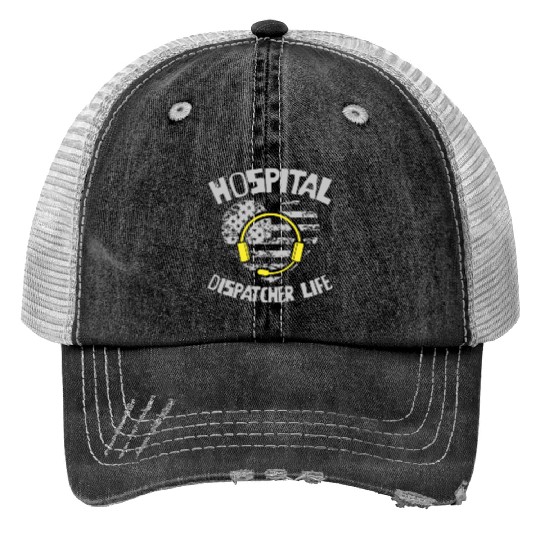 Dispatcher Us Flag Print Trucker Hats