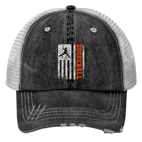 American Flag Dodgeball Player Coach Team Sports Print Trucker Hats