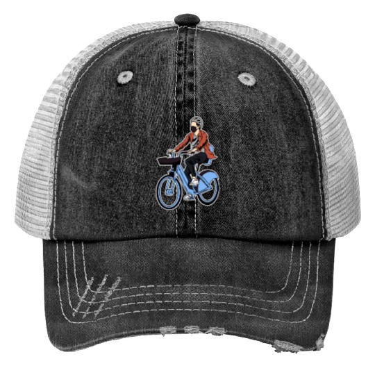Cycling Cyclist E Bike Print Trucker Hats