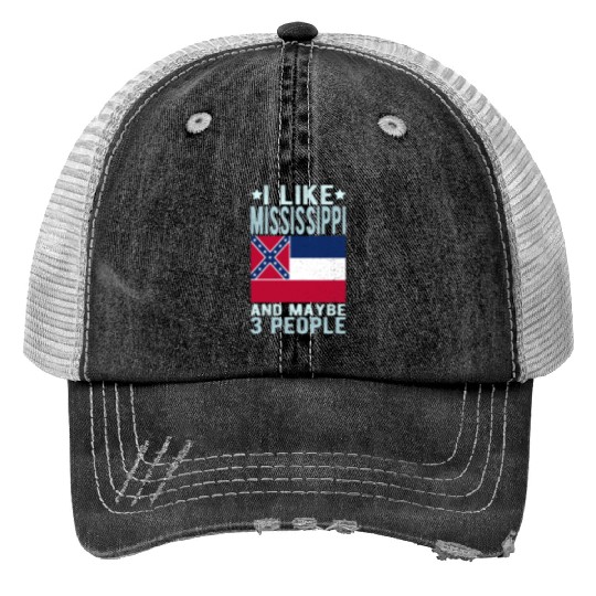Mississippi Flag US State Print Trucker Hats
