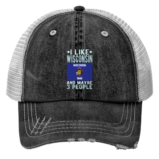 Wisconsin Flag US State Print Trucker Hats