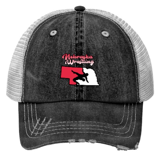 Nebraska Wrestling (State Colors) Print Trucker Hats
