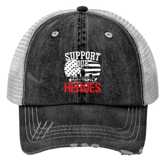 Soldier support our heroes military army veteran Print Trucker Hats