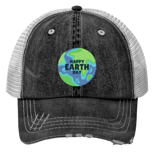 Happy Earth Day Print Trucker Hats