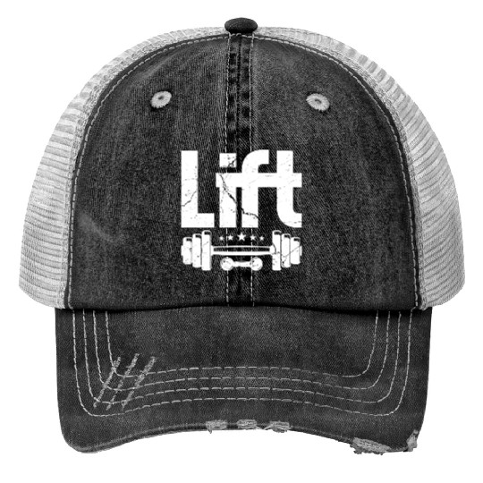 Lift Weight Lifting Gym Enthusiast Workout Ness Print Trucker Hats