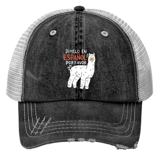 Spanish Teacher Llama Print Trucker Hats