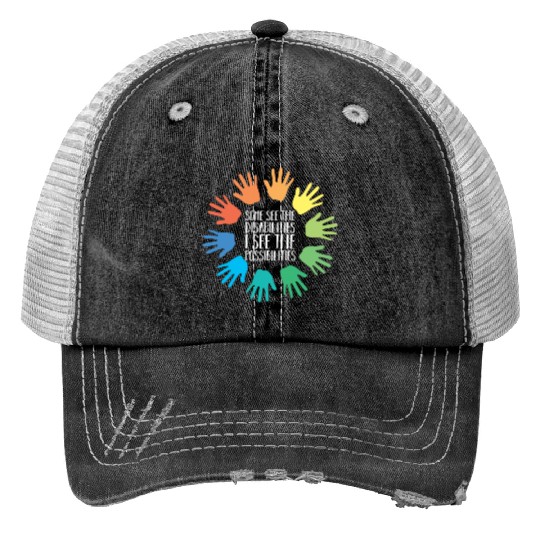 I See Possabilities Special Education Teacher Print Trucker Hats