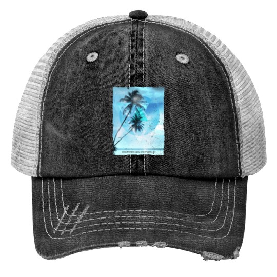 Artistic Dominican Republic Palm Tree Vacation Print Trucker Hats