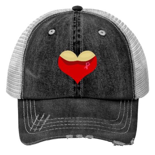 Cancer awareness Boobies love heart Print Trucker Hats