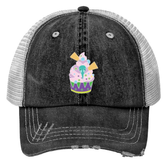 Cupcake Graveyard Print Trucker Hats