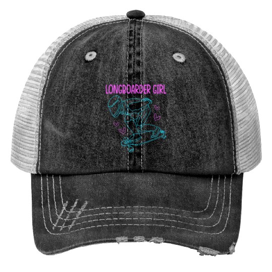 Skateboarding For Women Longboard Girl Print Trucker Hats
