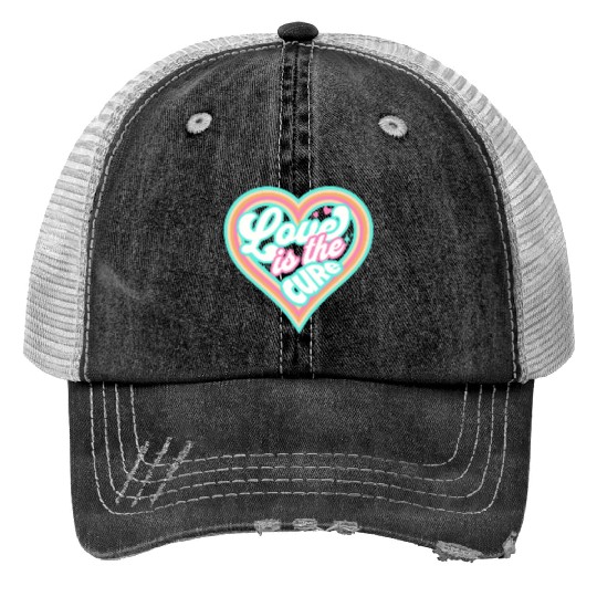 LOVE IS THE CURE (blue) Print Trucker Hats