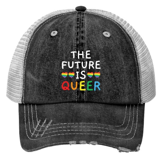 The Future Is Queer LGBTQ Rainbow Pride Month Print Trucker Hats